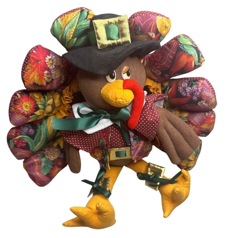 Vtg 1996 Thanksgiving Holiday Turkey Plush Fabric Doll Joelson Industries GC
